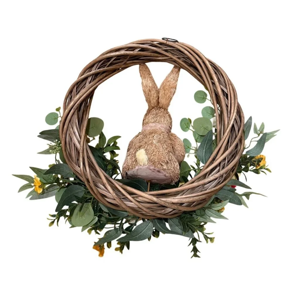 Easter Bunny Grapevine Wreath with Carrot 16" - Picture 2 of 4